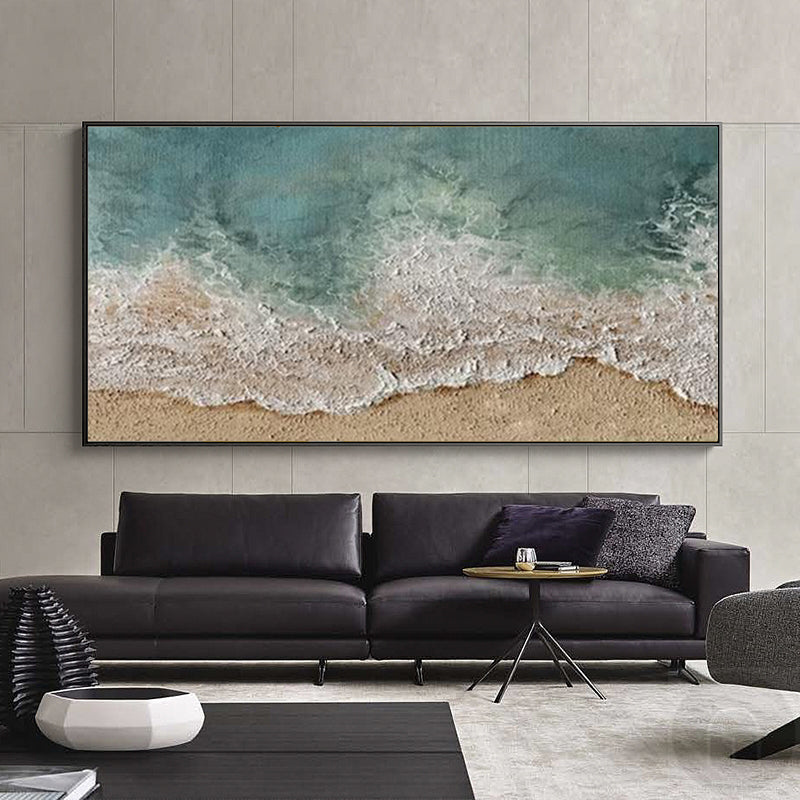 Serene Ocean Wave Art - Coastal Landscape Oil Painting for Home Decor