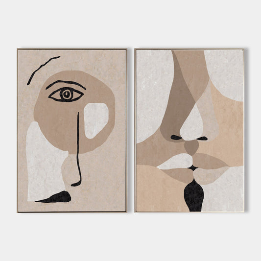 Contemporary Minimalist Beige Abstract Oil Painting for Modern Home Decor