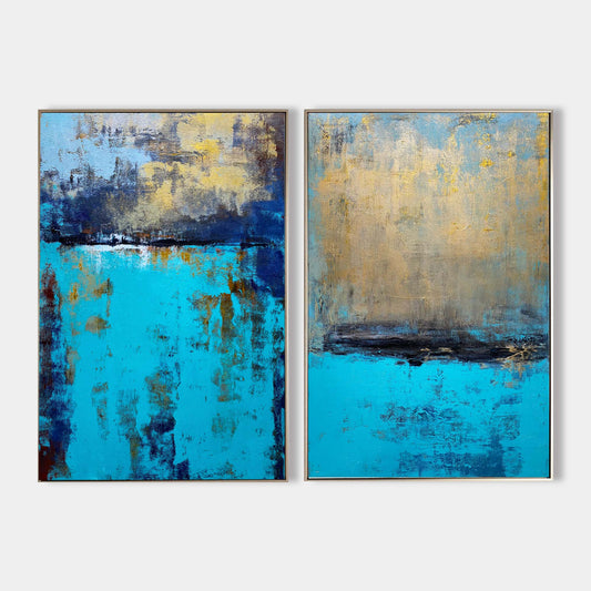 Vibrant Blue Abstract Oil Painting for Modern Home Decor