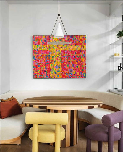 Vibrant Abstract Oil Painting in Bold Colors for Modern Home Decor