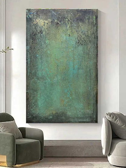 Serene Green Abstract Oil Painting for Modern Home Decor and Art Lovers