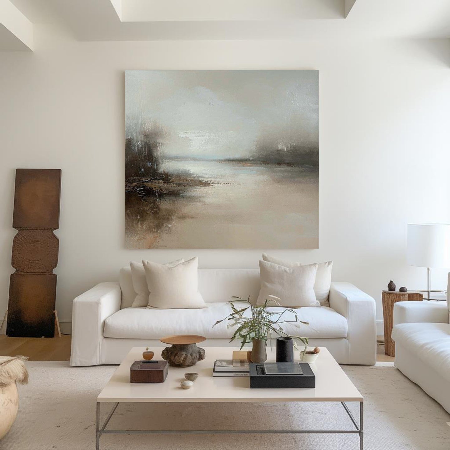 Serene Modern Abstract Landscape Oil Painting for Contemporary Home Decor