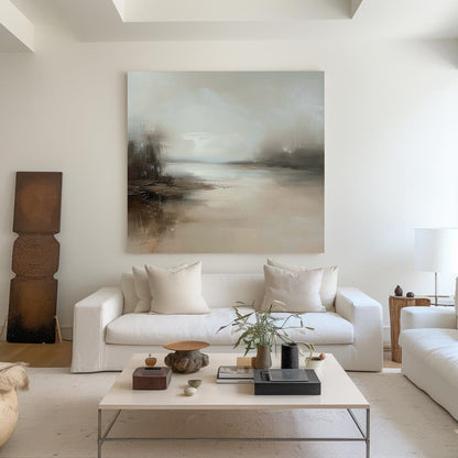 Serene Modern Abstract Landscape Oil Painting for Contemporary Home Decor