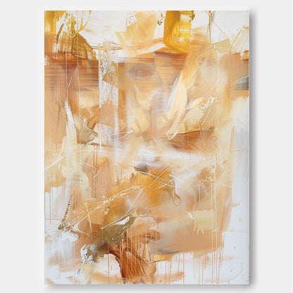 Contemporary Abstract Oil Painting in Earthy Tones for Modern Home Decor