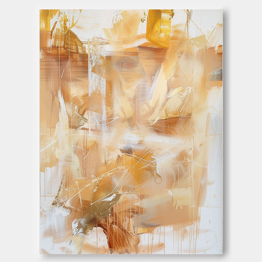 Contemporary Abstract Oil Painting in Earthy Tones for Modern Home Decor