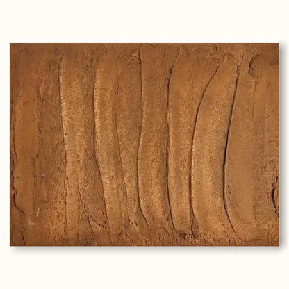 Textured Earth Tones: Minimalist Abstract Oil Painting for Modern Home Decor