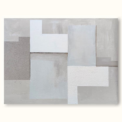 Contemporary Minimalist Geometric Oil Painting in Soft Neutrals for Modern Decor