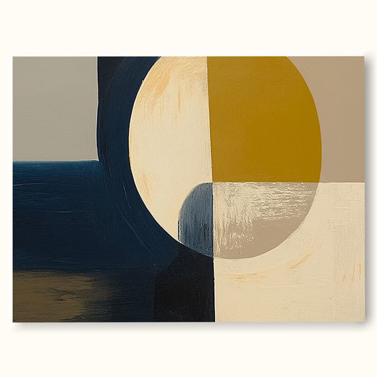 Modern Abstract Geometric Oil Painting in Bold Colors for Contemporary Decor
