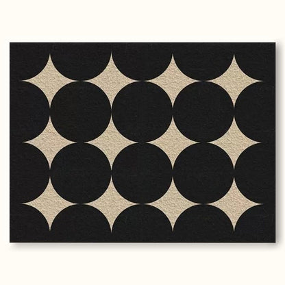 Elegant Black and Beige Minimalist Geometric Oil Painting for Modern Decor