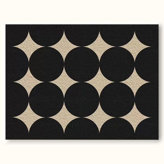 Elegant Black and Beige Minimalist Geometric Oil Painting for Modern Decor