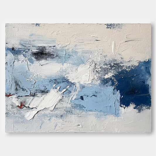 Serene Blue Abstract Oil Painting for Modern Home Decor