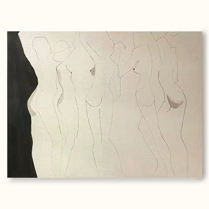 Elegant Minimalist Figures in Abstract Oil Painting