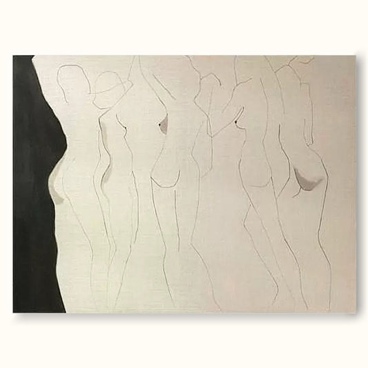 Elegant Minimalist Figures in Abstract Oil Painting