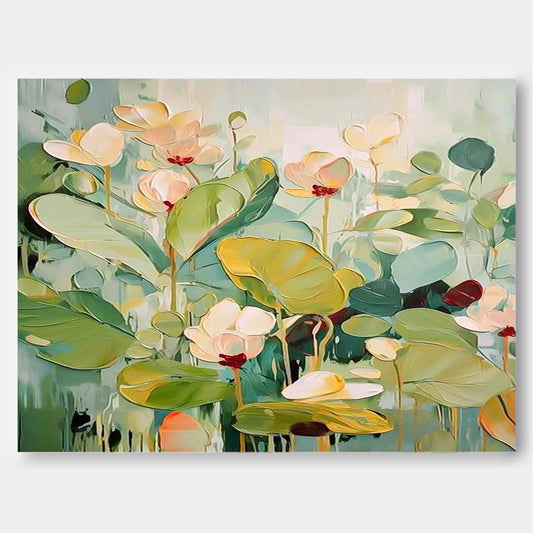 Vibrant Floral Oil Painting on Canvas – Nature-Inspired Wall Art