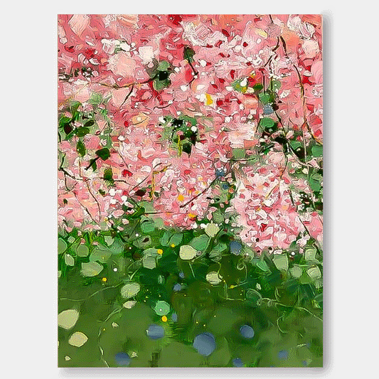 Vibrant Pink Floral Oil Painting for Home Décor and Art Lovers