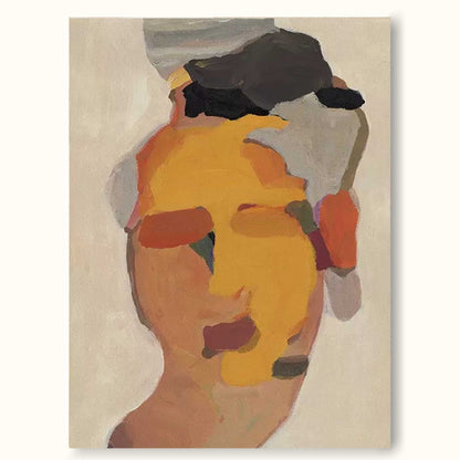 Abstract Minimalist Oil Painting of Human Faces for Modern Decor