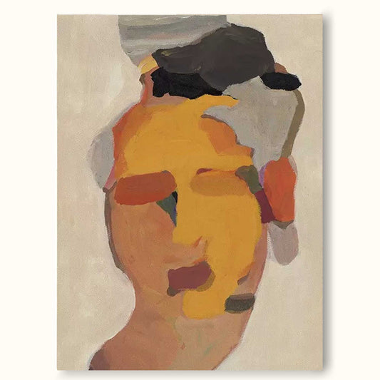 Abstract Minimalist Oil Painting of Human Faces for Modern Decor