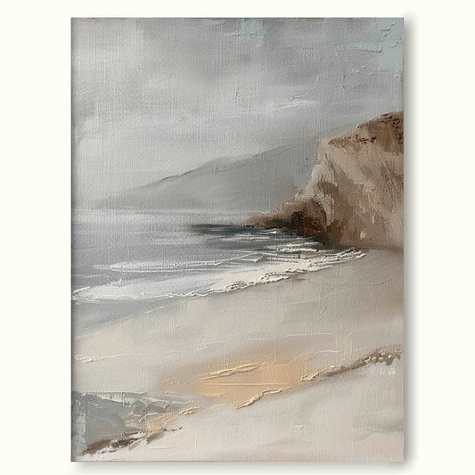 Serene Coastal Landscape Oil Painting for Tranquil Home Decor