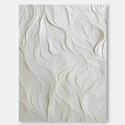 Elegant Minimalist Oil Painting with Textured Waves for Modern Decor
