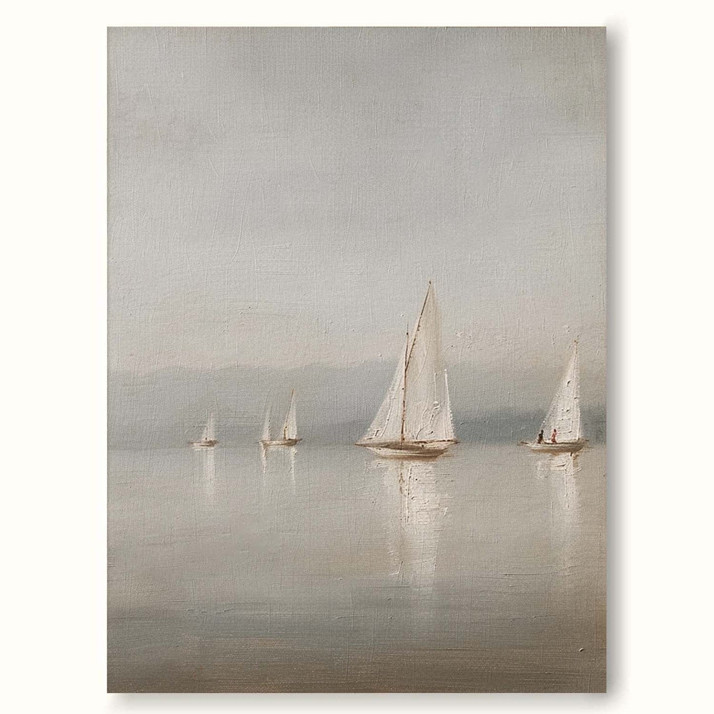 Serene Coastal Sailing Landscape Oil Painting for Tranquil Home Decor