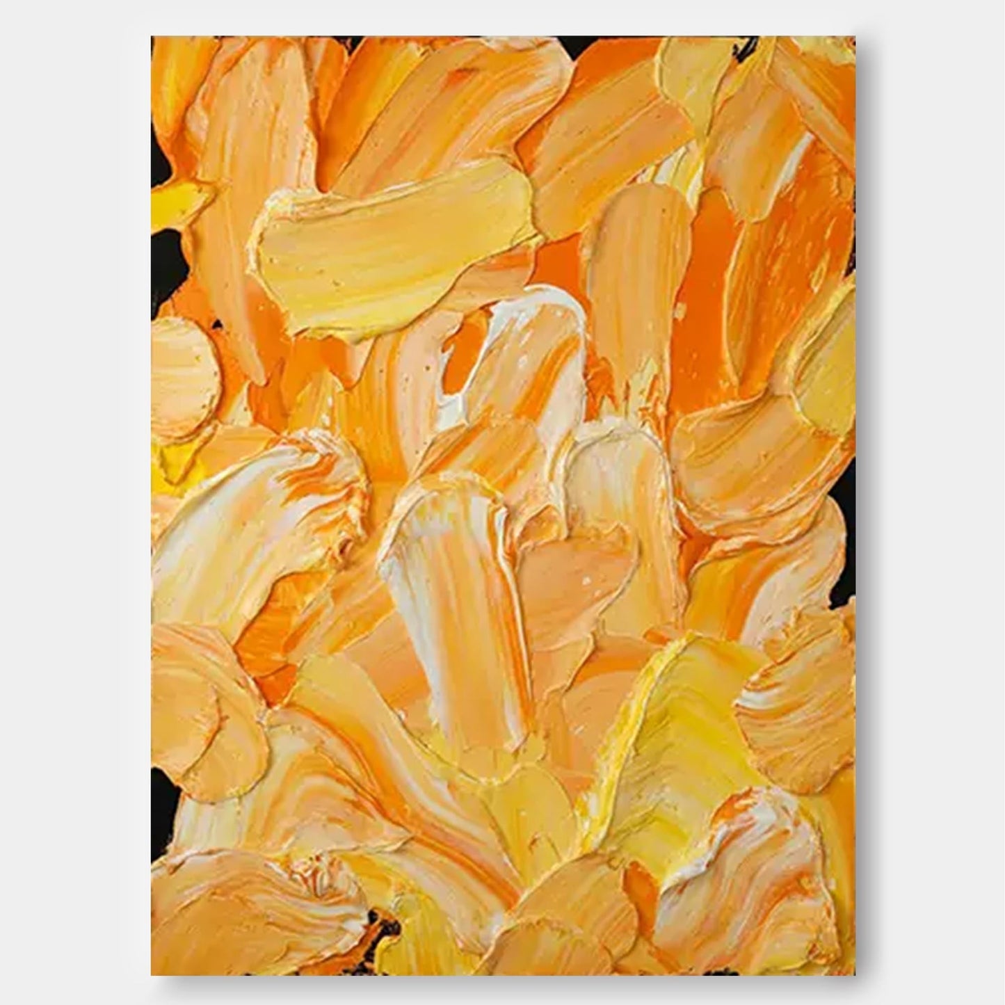 Vibrant Abstract Oil Painting in Warm Yellow and Orange Tones for Modern Decor