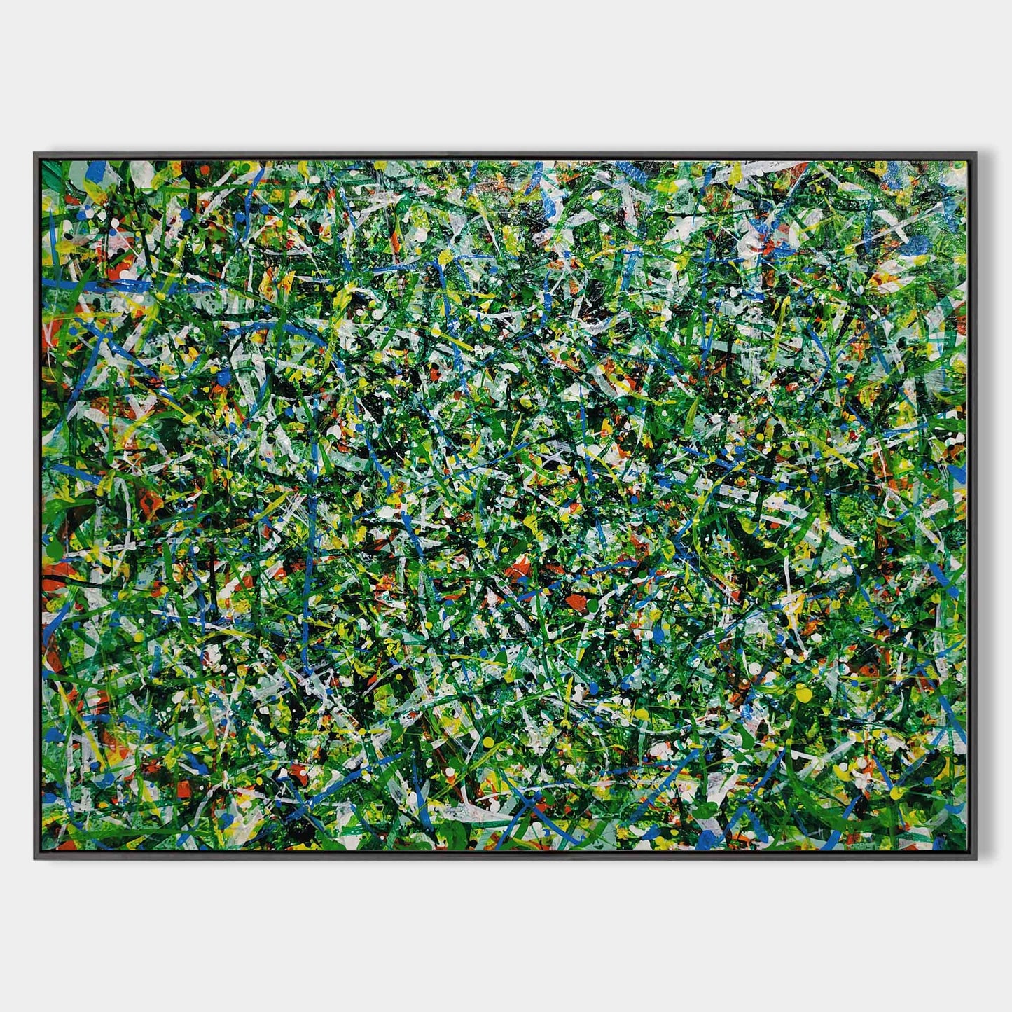 Vibrant Green Abstract Oil Painting for Modern Home Decor