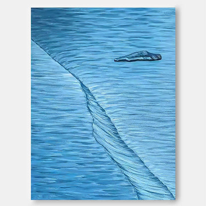 Serene Blue Abstract Oil Painting for Modern Minimalist Home Decor