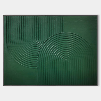 Stylish Green Abstract Oil Painting with Textured Curves for Modern Decor