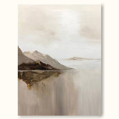 Serene Minimalist Landscape Oil Painting for Modern Home Decor