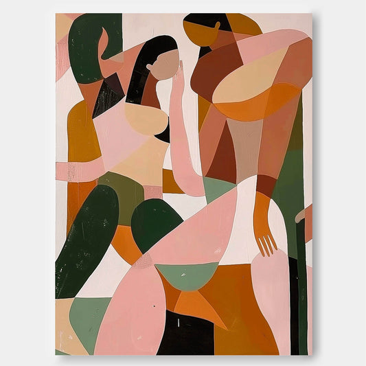 Colorful Abstract Oil Painting of Figures for Modern Home Decor