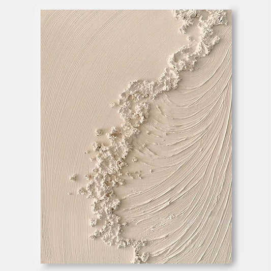 Tranquil Beach Wave Abstract Oil Painting for Coastal Home Decor
