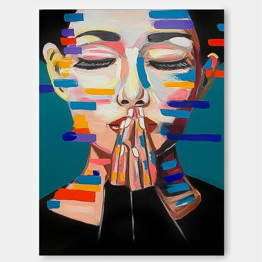 Contemporary Abstract Portrait Oil Painting for Modern Home Decor