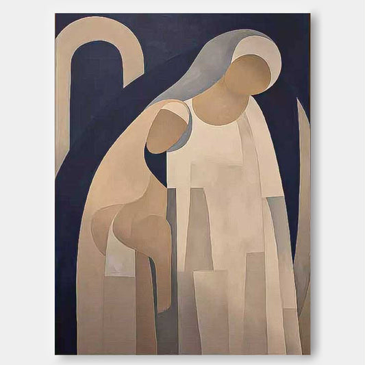 Abstract Motherhood Oil Painting | Elegant Canvas Art for Contemporary Spaces