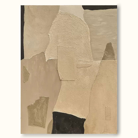 Elegant Minimalist Abstract Oil Painting in Neutral Tones for Modern Home Decor