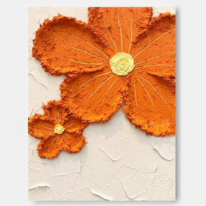 Vibrant Orange Flower Oil Painting for Home Decor and Art Lovers