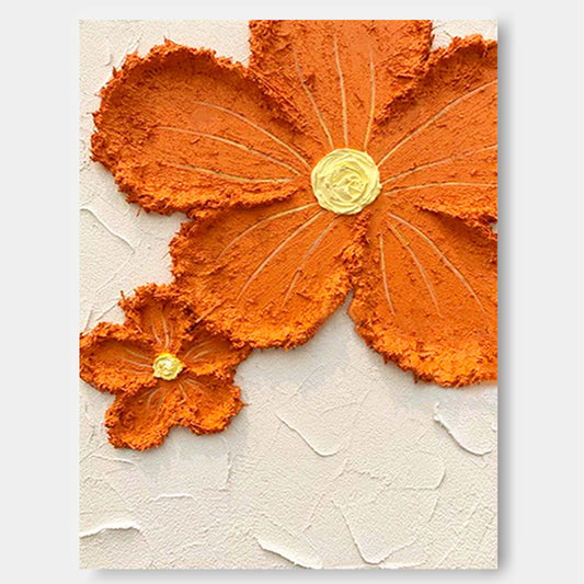 Vibrant Orange Flower Oil Painting for Home Decor and Art Lovers