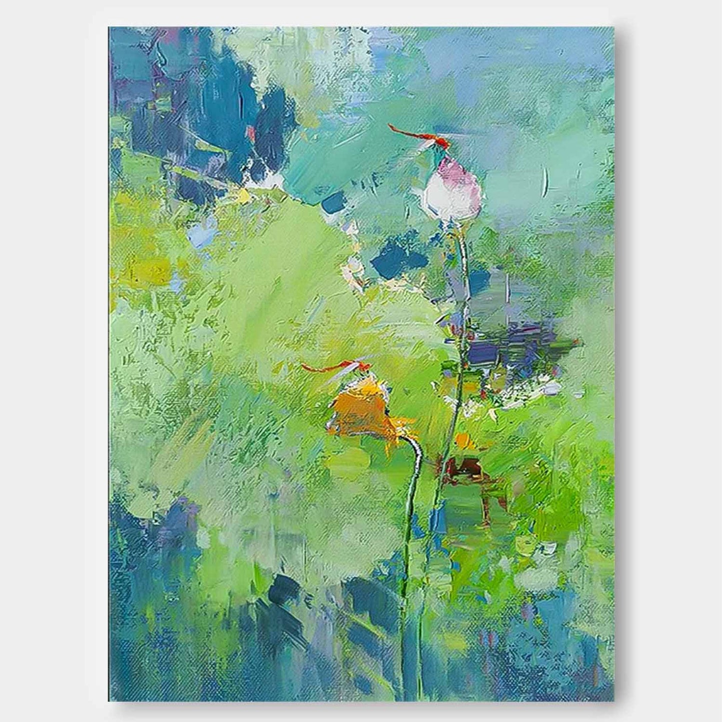 Vibrant Floral Oil Painting on Canvas – Modern Botanical Artwork for Home Decor