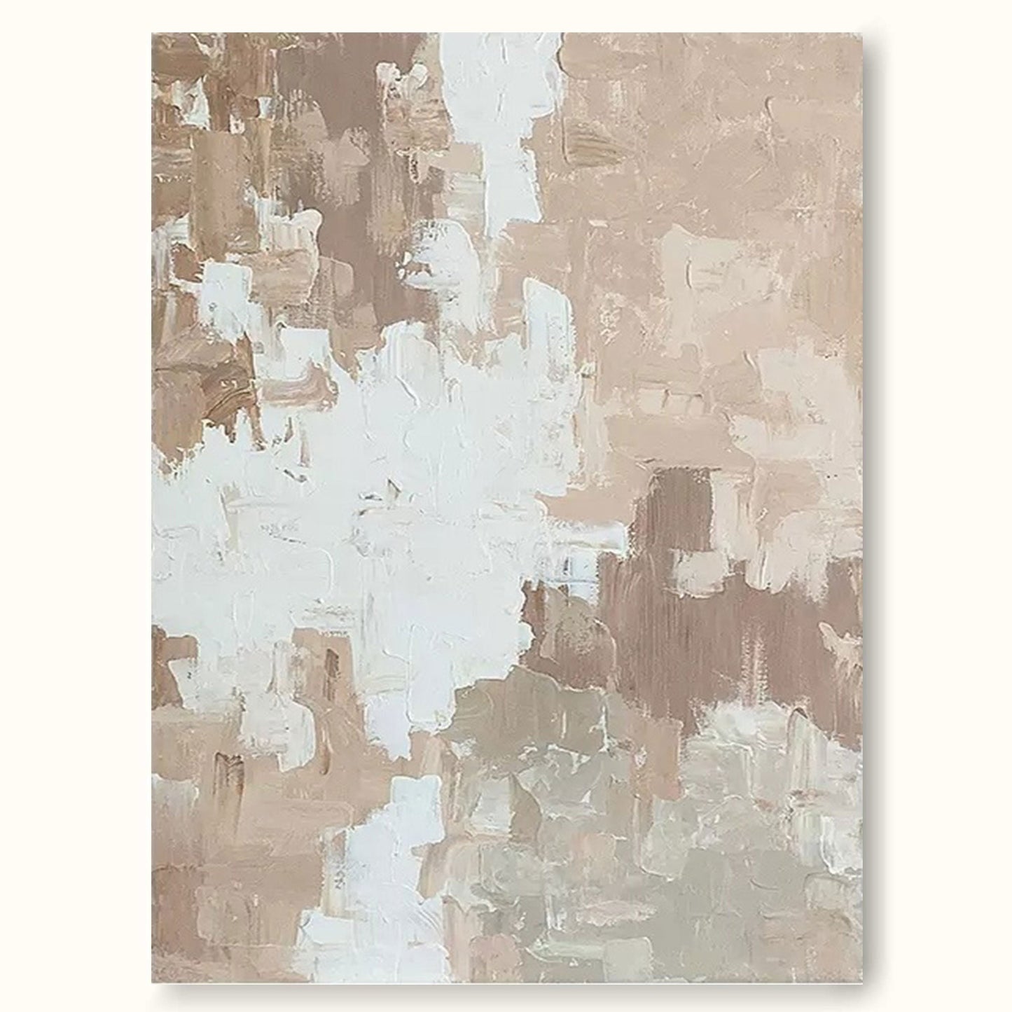 Serene Minimalist Abstract Oil Painting in Neutral Tones for Modern Decor