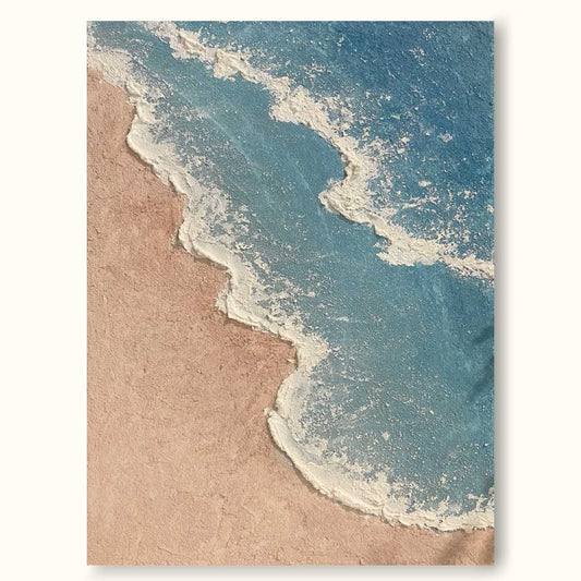 Serene Minimalist Ocean Landscape Oil Painting for Tranquil Home Decor