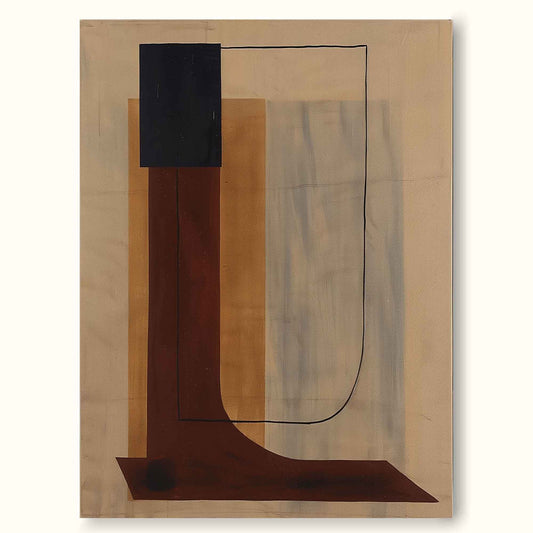 Modern Geometric Vintage Abstract Oil Painting for Stylish Home Decor