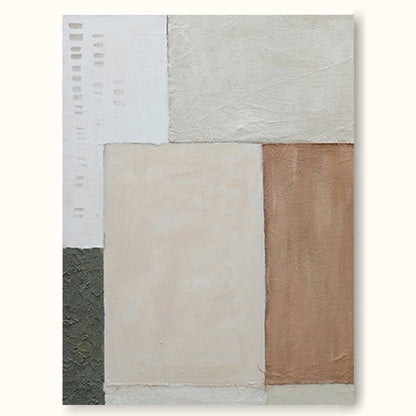 Modern Minimalist Oil Painting with Geometric Shapes and Neutral Tones for Home Decor