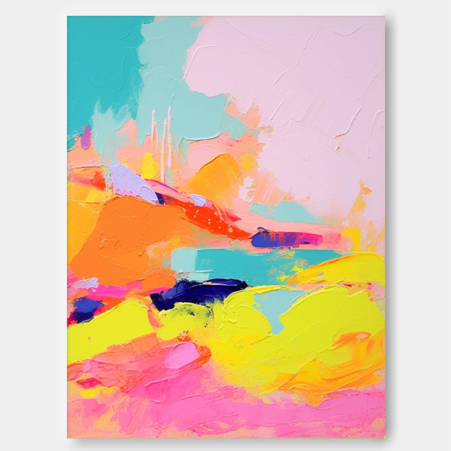 Vibrant Abstract Oil Painting with Colorful Swirls for Modern Art Decor