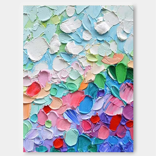 Vibrant Abstract Oil Painting with Colorful Texture for Home Decor