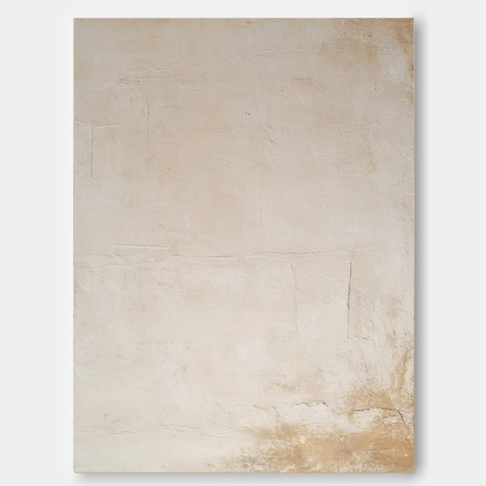 Serene Beige Abstract Oil Painting for Minimalist Home Decor