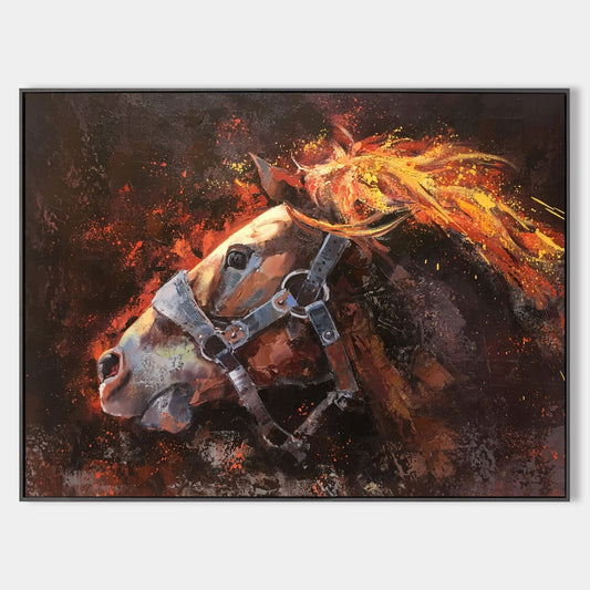 Vibrant Wild Horse Oil Painting | Abstract Equine Art for Modern Decor