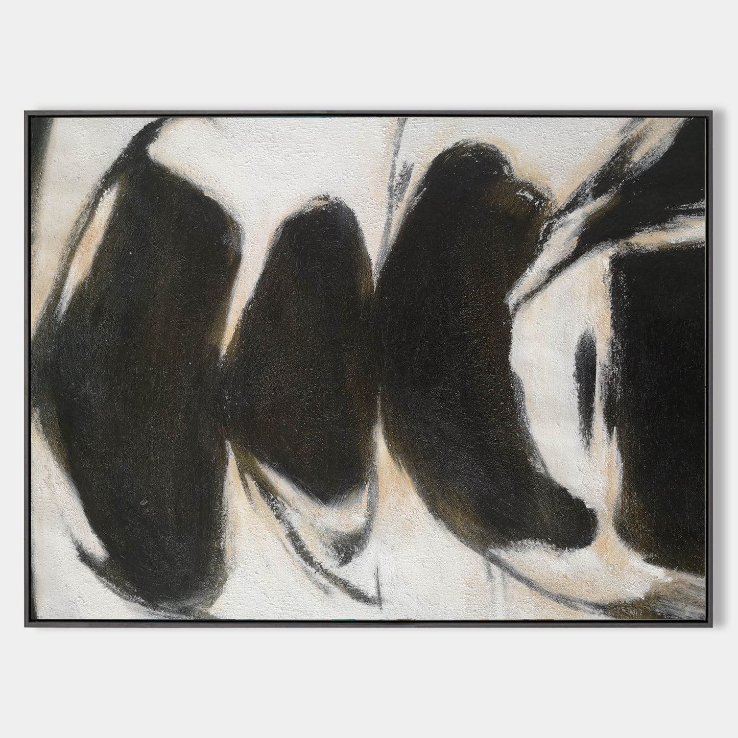 Abstract Black and White Oil Painting for Modern Home Decor