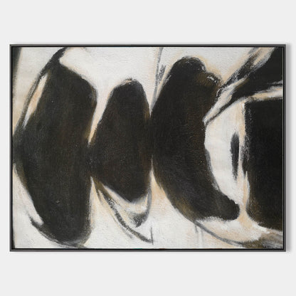 Abstract Black and White Oil Painting for Modern Home Decor