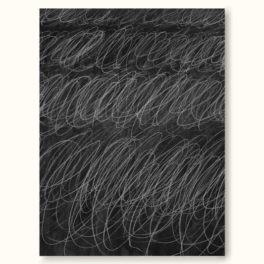 Abstract Minimalist Black and White Line Art Oil Painting for Modern Decor