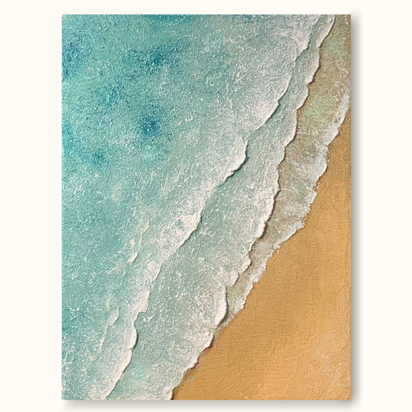 Serene Minimalist Ocean and Beach Oil Painting for Coastal Decor
