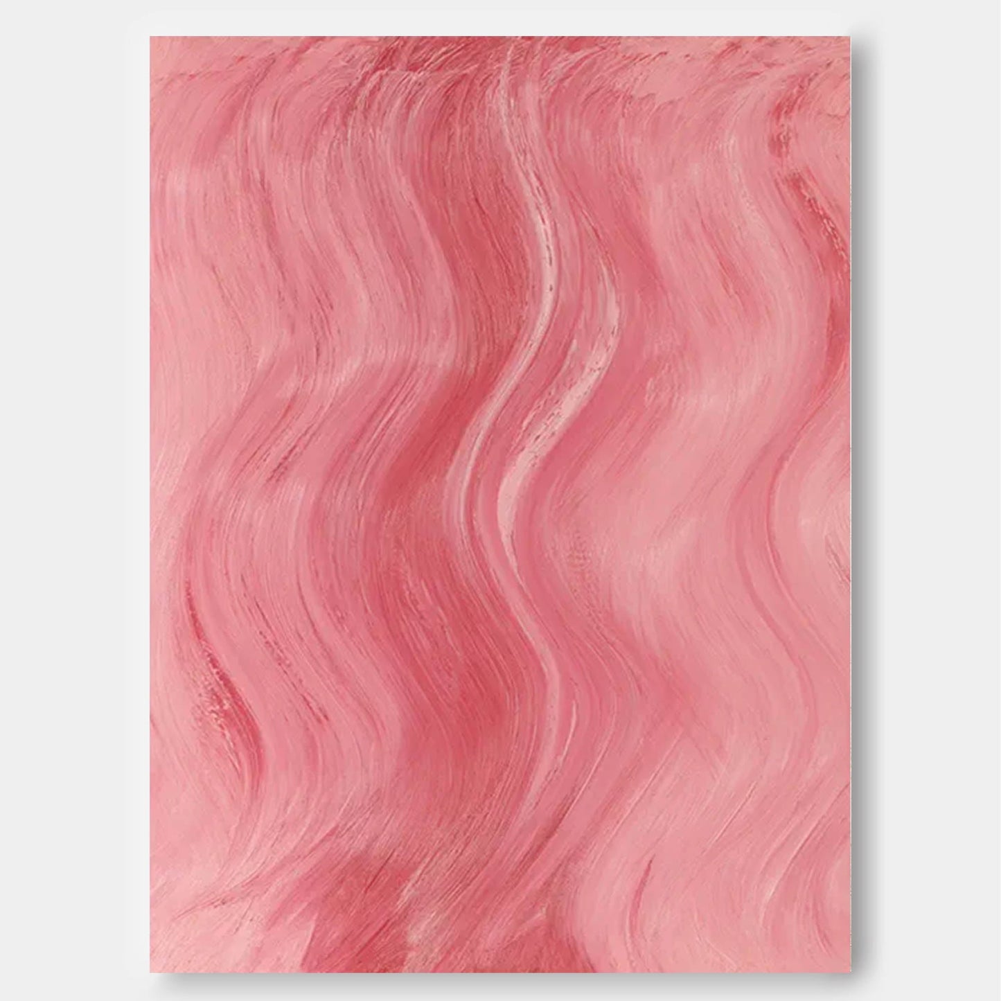 Abstract Pink Waves - Modern Minimalist Oil Painting for Elegant Home Décor